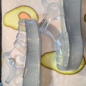 Iridescent jelly sandals
